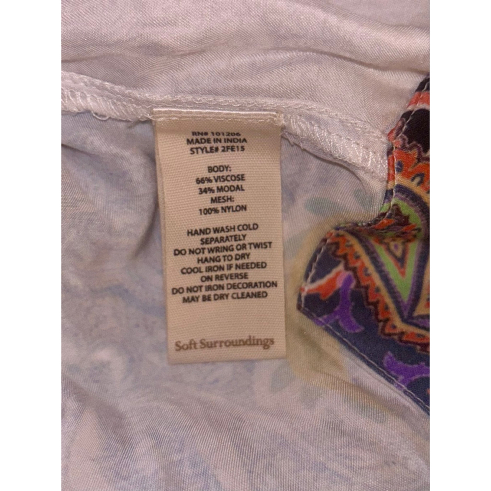 NEW Soft Surroundings FLORENT Silky Soft Beaded Boho Floral Tunic Top size Med - Picture 7 of 8
